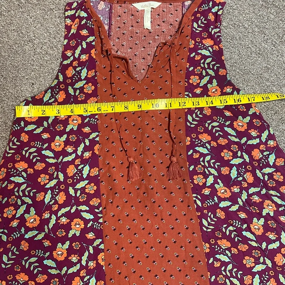 Matilda Jane Boho Floral Shark bite Hem Tank Top- Size Small - Picture 5 of 7